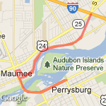 Downtown P-burg, River Rd. Detroit Ave to route map