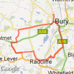 10 miler home to lauras down radliffe moor rd, route map