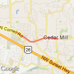 Out and Back 3.0 Mile towards Cedar Mill Elem. route map