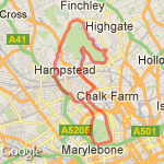 11miles N. London route map