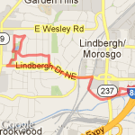 Weekday Run - Peachtree Hills route map