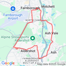Farnborough/Ash Vale 10 - 16.09 Km route in Farnborough