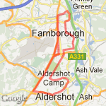 North Camp/Aldershot/Farnborough 10 miles route map