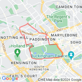Maida Vale to Hyde Park via Notting Hill, Bayswater and Paddington and back - 11.27 Km route in London