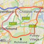 Sunday Run via Hammersmith and Chiswick High Road route map