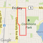 2 mile Fridley route map