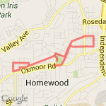 St. Patrick's Day 5k (mile markers) route map