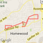 St. Patrick's Day 5k (mile markers) route map
