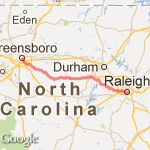 Greensboro to Raleigh route map