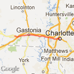 kings moutain to Charlotte route map