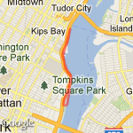 East River Running Path 3.4M from 34th Street route map