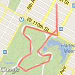 From 114th, Central Park short loop route map