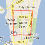 Miami Beach route map