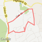 Circle - Oak St and back route map