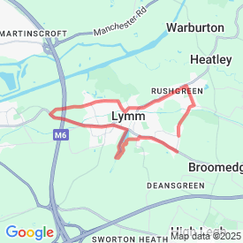 LYMM 10K - 10.00 Km route in WA130QZ