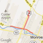 Home to Monroe 2 route map