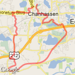 Chanhassen to Minnesota River Bluffs LRT Regional Trail to Chaska back to Chanhassen route map
