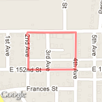 152nd & 4th Avenue  .55 miles route map