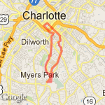 Myers Park 8 Mile Route route map