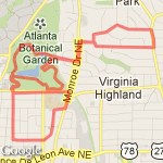 6.37 Miles Piedmont Etc route map