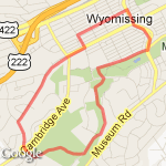 Reading blvd, highlands, pine woods, pond, circle route map