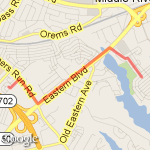 chalcot sq 21221 to firethlorn rd 21220 route map