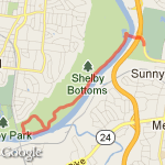 Wave Pool to Shelby Loop route map