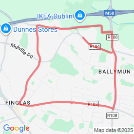 Poppintree and Finglas. 6.15. - 9.66 Km route in ballymun