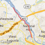 Augusta Canal 5-Mile route map
