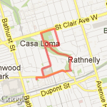 Beltine to Reservoir back on Spadina route map
