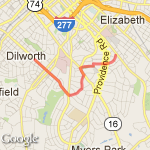 Elizabeth to Dilworth 5 route map