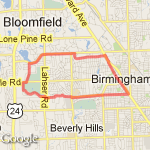 9.3 mile loop - oaklhills-Lincoln-woodward route map