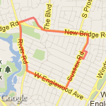 New Bridge to River Rd to West Englewood (Full 3 miles) route map