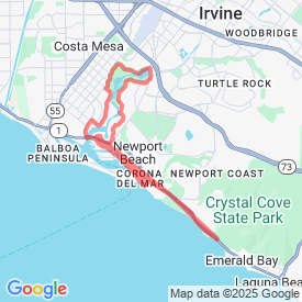 El Moro to Back Bay Loop - 33.80 Km route in Costa Mesa