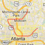 Atlanta 16-miler route map