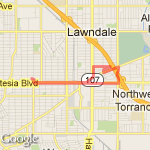 To Prairie via 169 and Redondo Beach Blvd route map