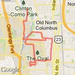 8-9 mile run aroun campus route map