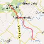Green Lane towards Schwenksville on Perk Trail route map