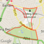 Tooting Bec Common Loop route map