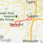 Tualatin-Sherwood-Boones Ferry-Old Town route map