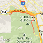 Griffith Park 10K out & back route map