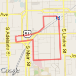 Uptown 3 mile route map