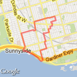 YMCA West - Parkdale - Lakeshore - Roncesvalles route map