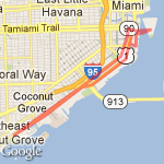 Brickell Av. to ken park route map