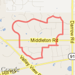 3 mile Chadsford Colony Run route map