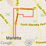 Marietta Mardi Gras 5K Run route map