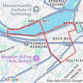 BB 10k loop - 9.66 Km route in South End, Boston