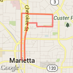 Marietta Mardi Gras 5K Run route map