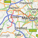 Manchester to flixton route map