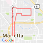Marietta Mardi Gras 5K Run route map
